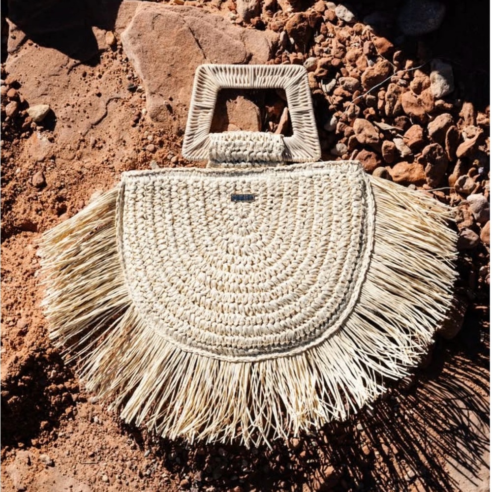 Elegant Fringe Straw Tote Bag - Picture 2 of 6
